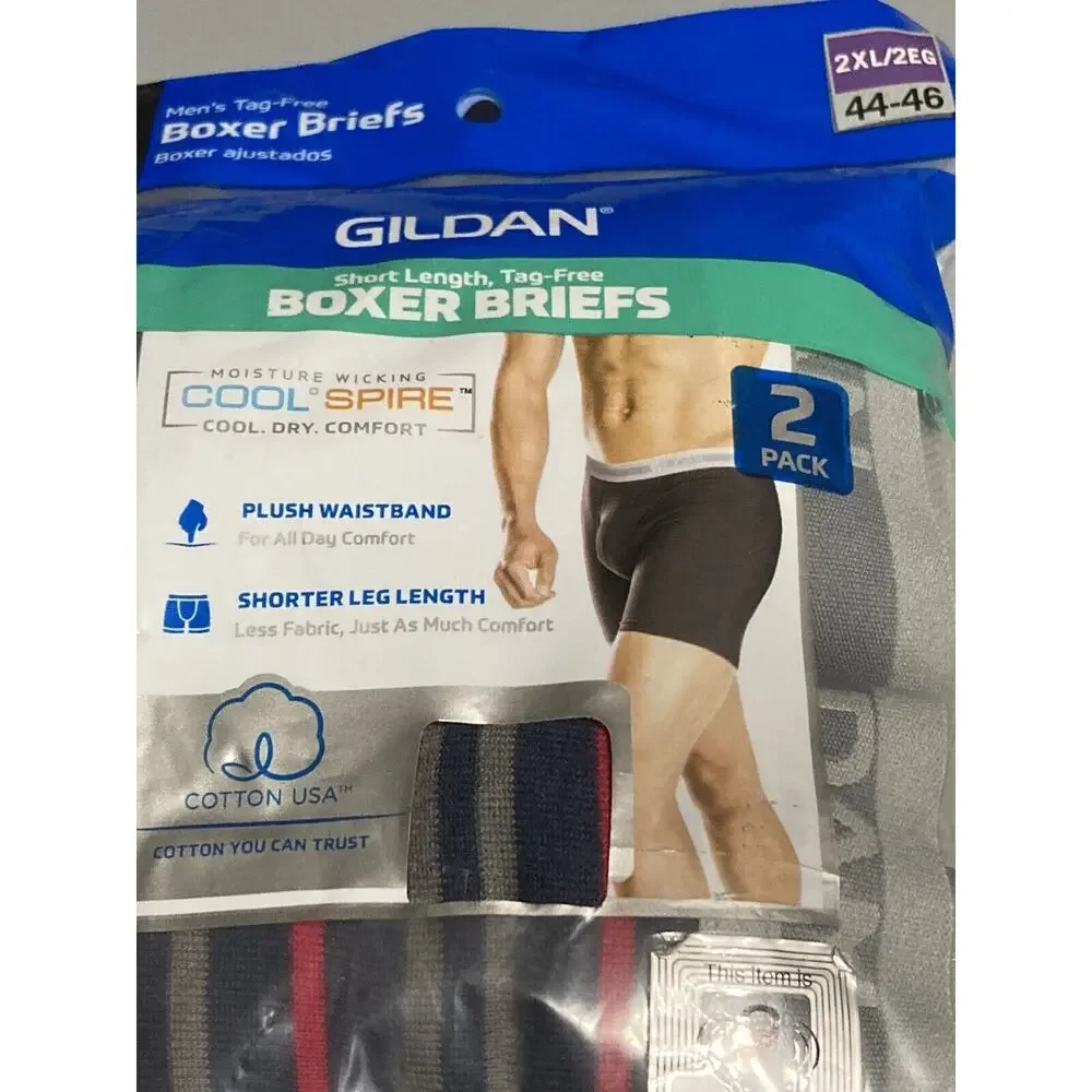 GILDAN ~ 2pk BOXER BRIEFS Size 2XL‎ 44-46 Gray and blue
